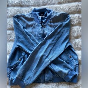 BDG denim bomber zip up jacket
